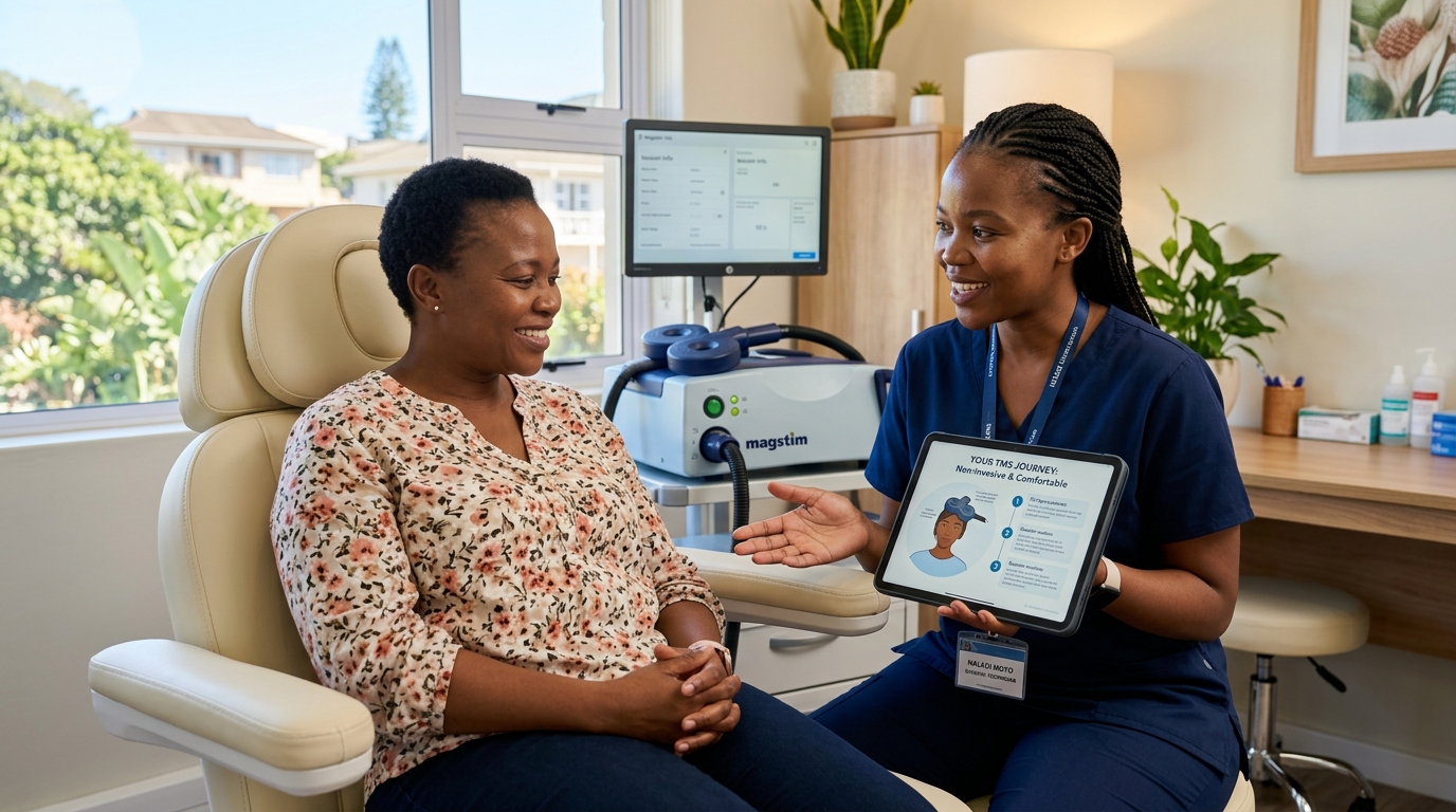 Clinical Technician Explaining Treatment Comfort Protocol